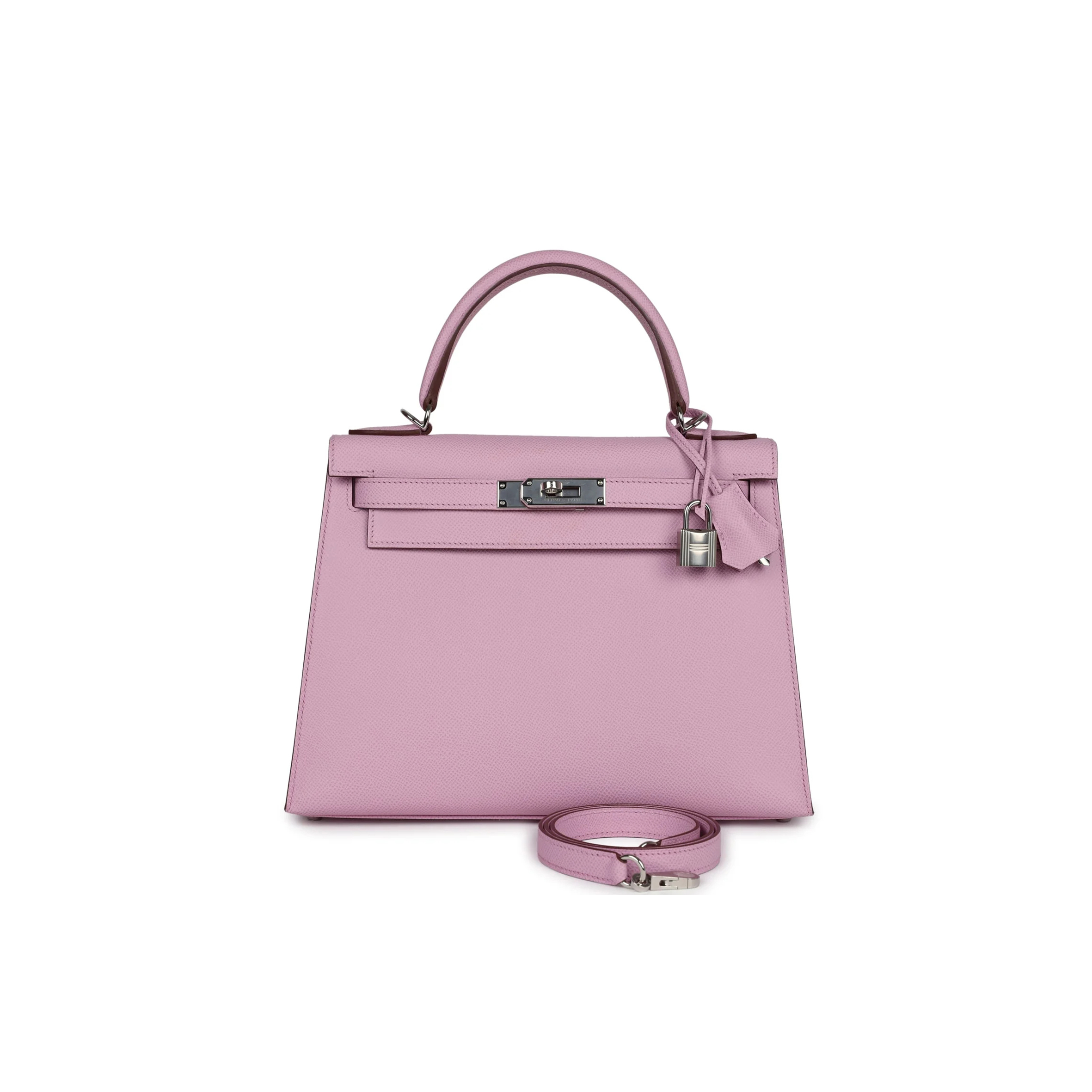 HERMÈS KELLY SELLIER 25 MAUVE SYLVESTRE EPSOM PALLADIUM HARDWARE (25*17*7cm) 